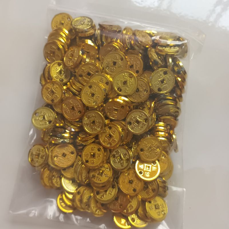 Gói 100 đồng xu thiếc vàng 1cm là thủ công làm handmade