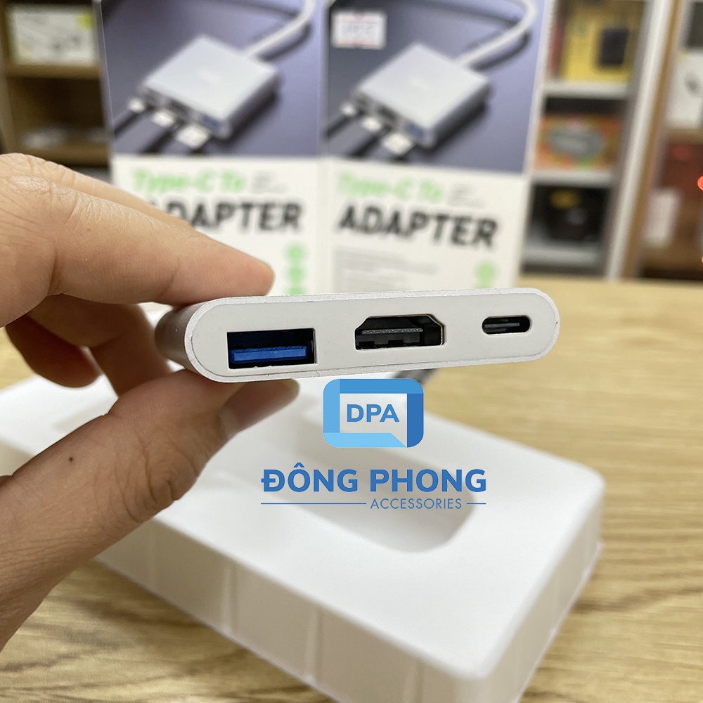 Hub Chuyển Cổng Type C Ra USB 3.0 , HDMI &amp; PD 2.0 Hoco HB14 Chính Hãng