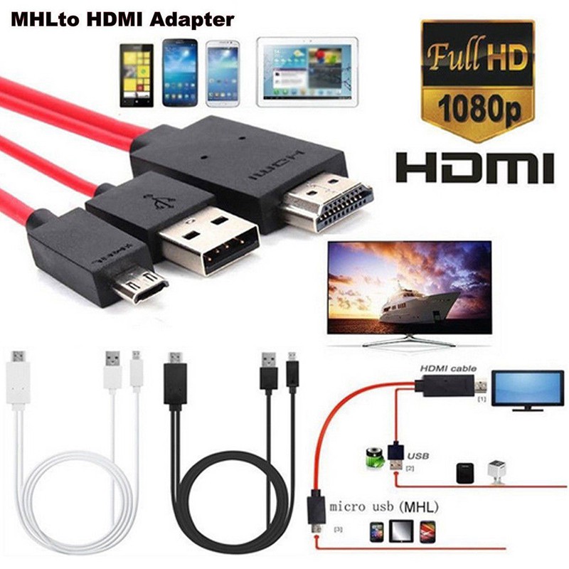 Cáp Chuyển Đổi Mhl Micro Usb Sang Hdmi 1080p Hd Tv Dài 2m Cho Điện Thoại Android