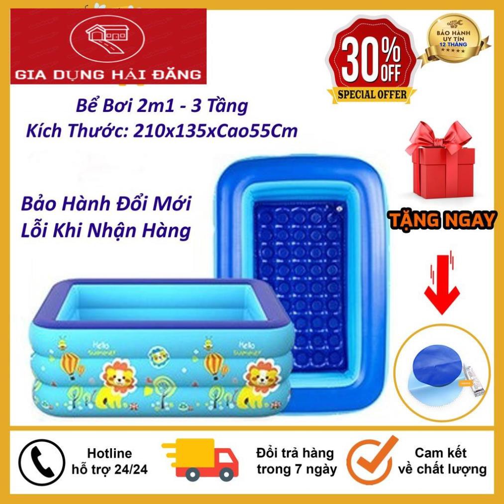 Bể Bơi Phao Kích Thước 2M1 ( 210x135xCao55Cm ) 3 Tầng Cho Bé, Hàng Loại 1 Có Đáy Chống Trượt, An Toàn Khi Sử Dụng