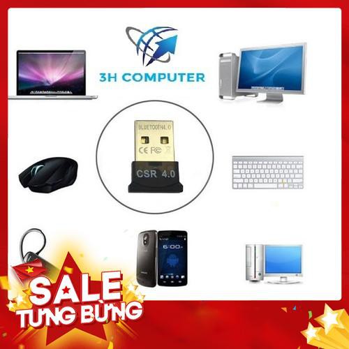 USB Bluetooth V4.0 kết nối bàn phím, chuột tay cầm chơi game, loa...dành cho PC, Laptop -Hàng nhập khẩu