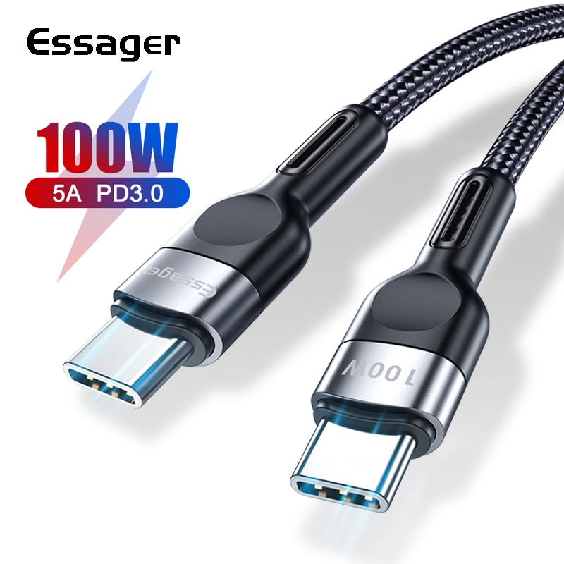 Cáp Sạc Essager Sạc Nhanh PD 100w USBC Sang Type C Cho Macbook Ipad Pro Xiaomi Samsung S20