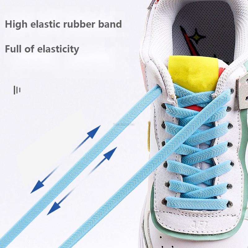 Khóa Dây Giày Co Giãn Phẳng Không Cần Buộc Bằng Kim Loại Mới Cho Người Lớn Và Trẻ Em