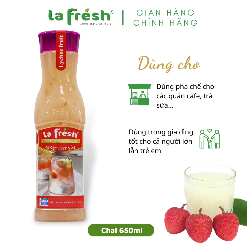 Nước Cốt Vải Lafresh Đà Lạt Chai 650ml