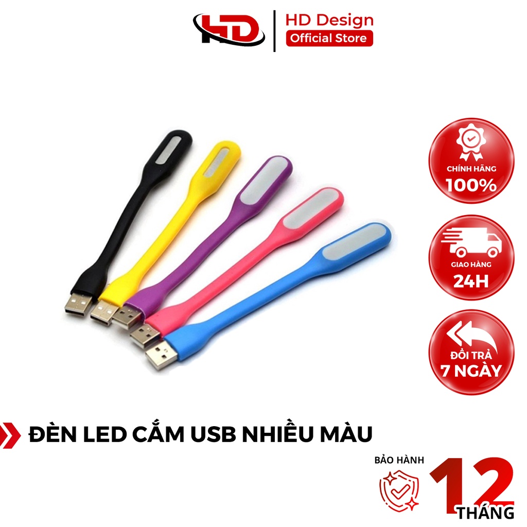 Đèn Led Mini USB siêu sáng, vỏ nhựa dẻo - cắm cổng USB sạc dự phòng - Chính Hãng HD Design