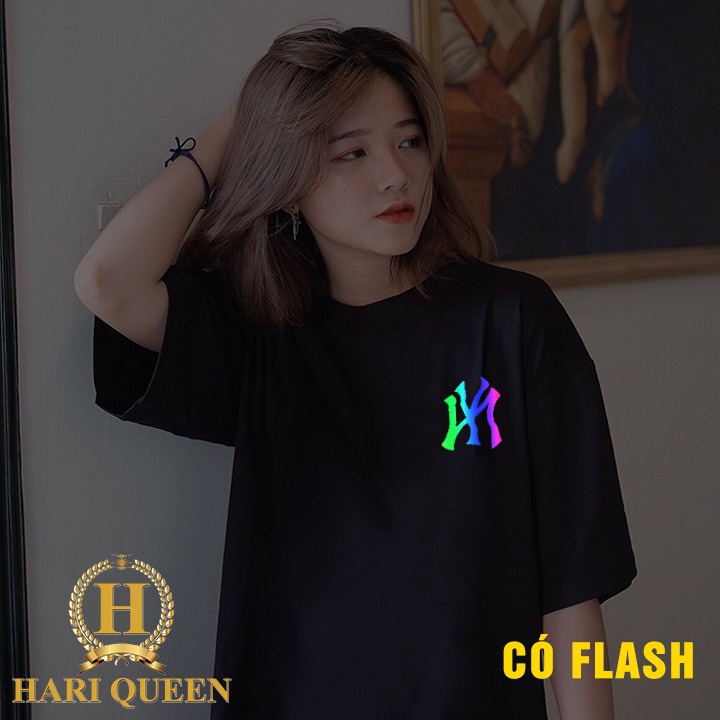 Áo phông logo NY phản quang in ngực HARIQUEEN
