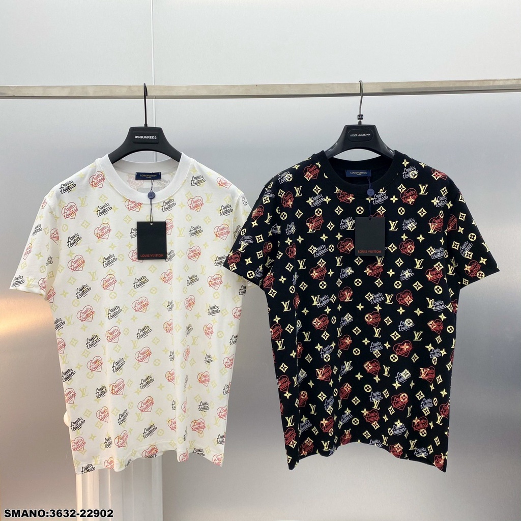 Áo Phông Nam LV Họa Tiết In Chữ. Áo thun Lv Nam cổ Tròn Chất Cotton Mát Mịn DT STORE MENWEAR