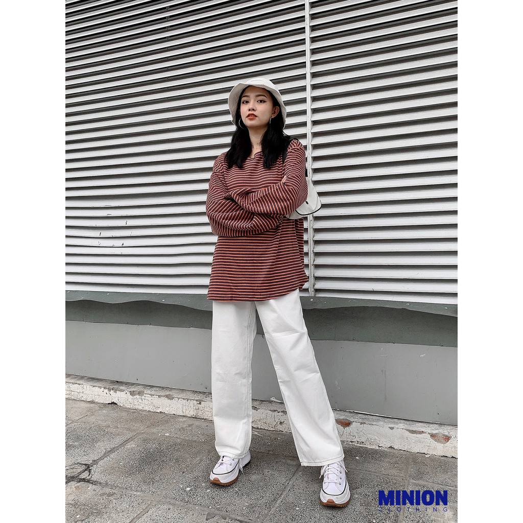 Quần jeans ống suông rộng MINION CLOTHING lưng cạp cao bò Unisex nam nữ Ulzzang chất jean mềm mại thoải mái Q20115