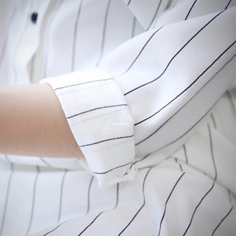 Đầm Nữ Kẻ Sọc Tay Dài Thời Trang Hàn Quốc