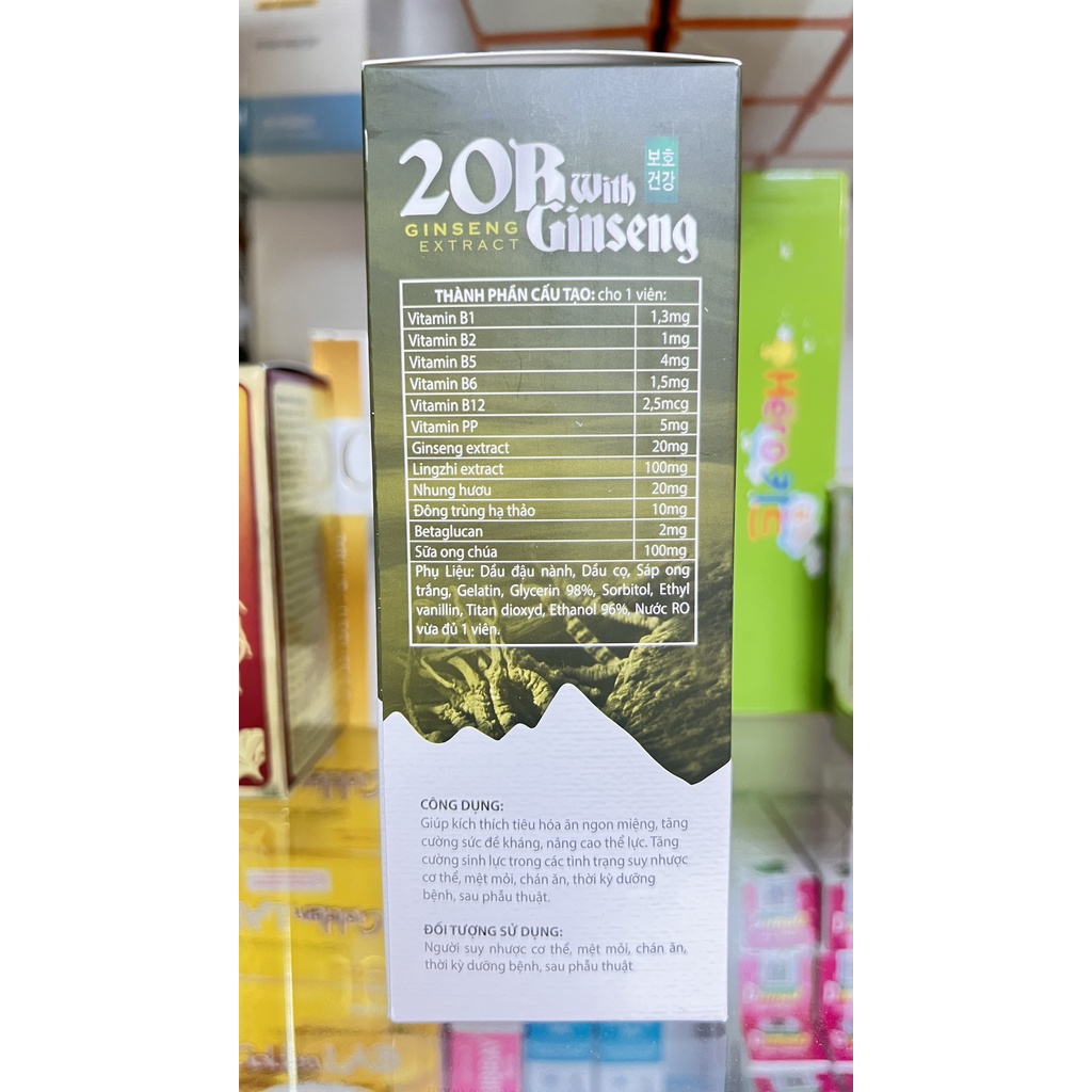 Viên uống bổ sung vitamin khoáng chất 20B Ginseng.ăn ngon tiêu hóa tốt,bồi bổ cơ thể.nâng cao sức khoe.suckhoechomoinha