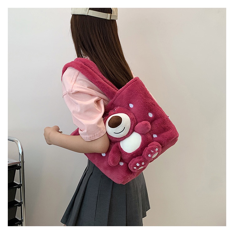 Túi Đựng Đồ Trang Điểm Hình Chú Gấu Hoạt Hình / Dâu Tây Nhồi Bông Đáng Yêu