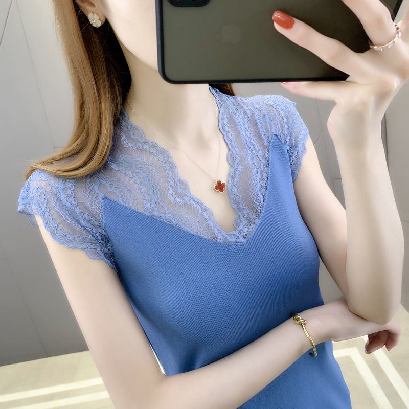 Áo Lụa Dệt Kim Phối Ren Phong Cách Phương Tây Thời Trang Mùa Hè Cho Nữ