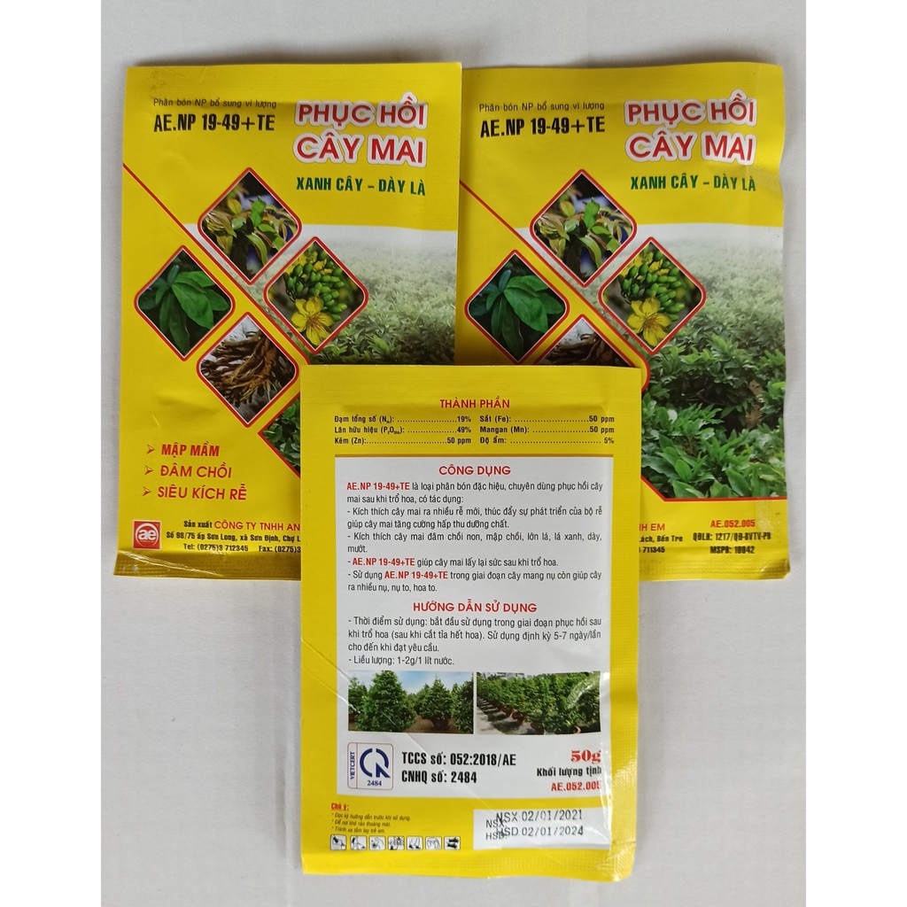 Phân bón NP + Vi lượng PHỤC HỒI CÂY MAI - Gói 50g