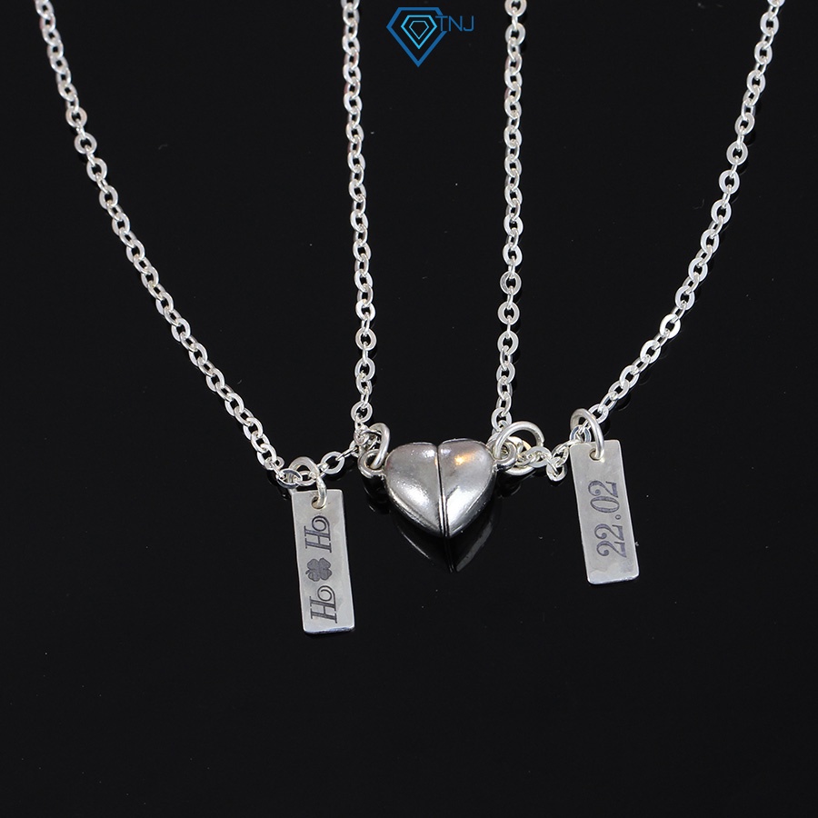 Vòng cổ đôi bạn thân nam châm hình trái tim khắc tên DCD0041 Trang Sức TNJ
