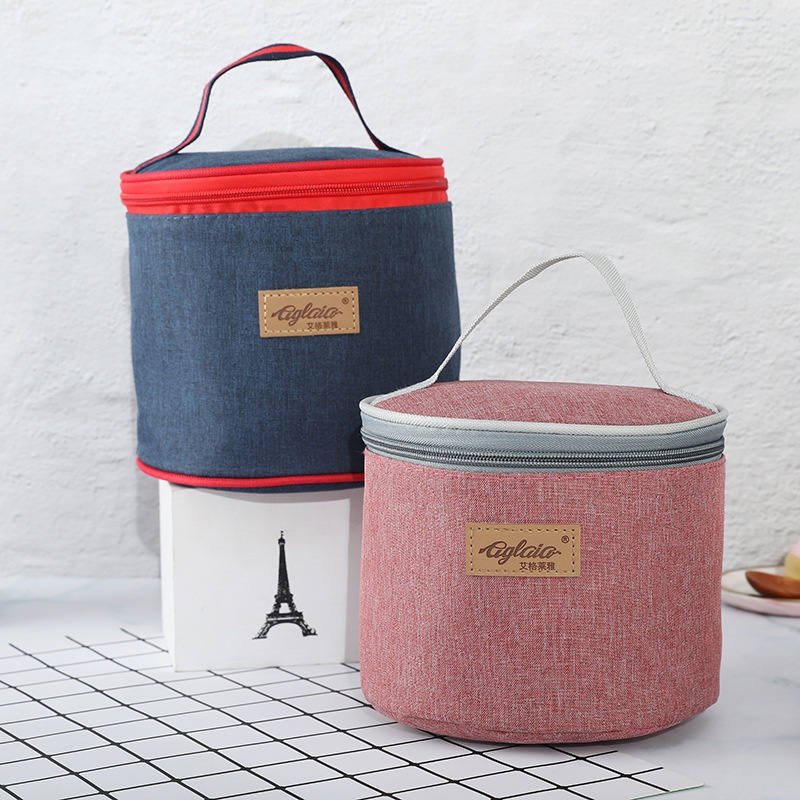 Túi đựng cơm khoá kéo vải Oxford chống thấm hoạ tiết vẩy sơn (size 38x40cm)
