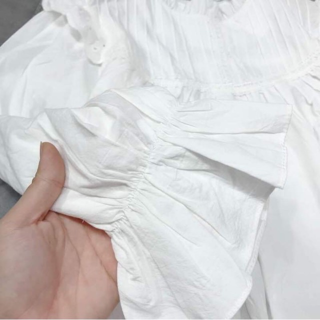 Áo kiểu babydoll tiểu thư tay bèo