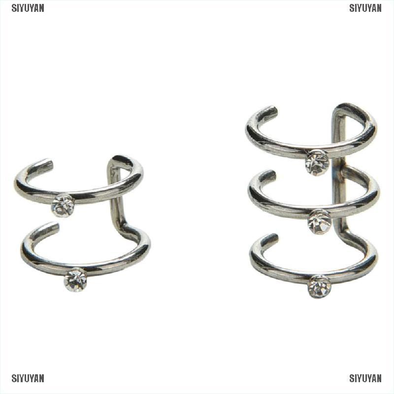 Khuyên Kẹp Vành Tai 2 / 3 Tầng Màu Bạc Thời Trang Cá Tính