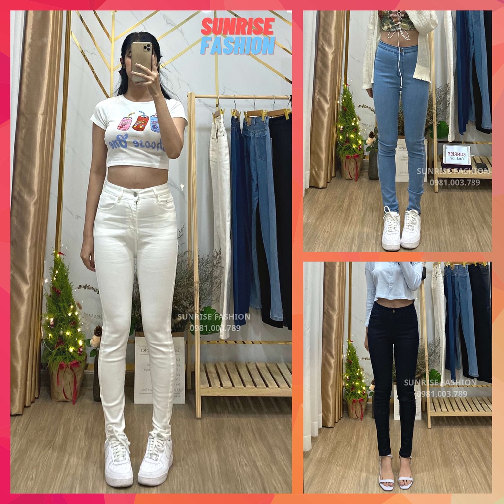 Quần jean skinny nữ lưng cao co giãn, quần bò nữ cạp cao tôn dáng cao cấp Sunrise Fashion S612