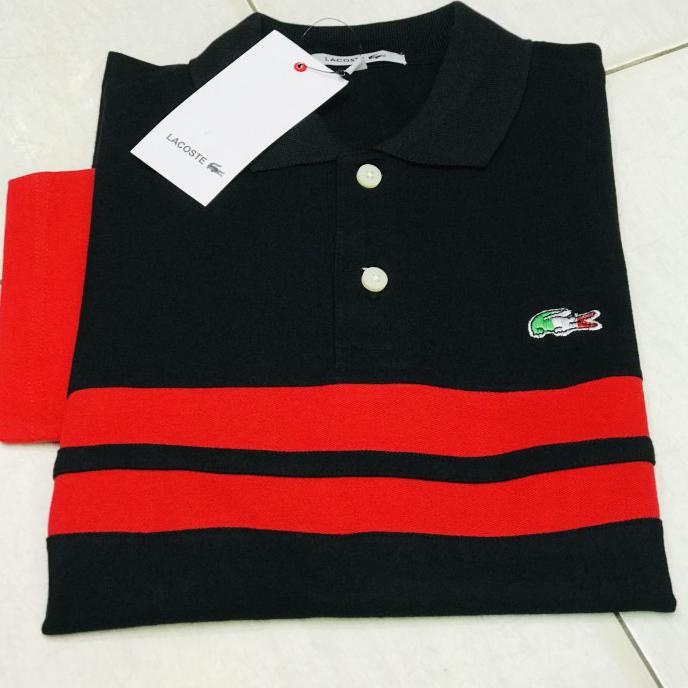 Áo thun nam màu đen có cổ kết hợp LACOSTE hàng nhập khẩu chính hãng
