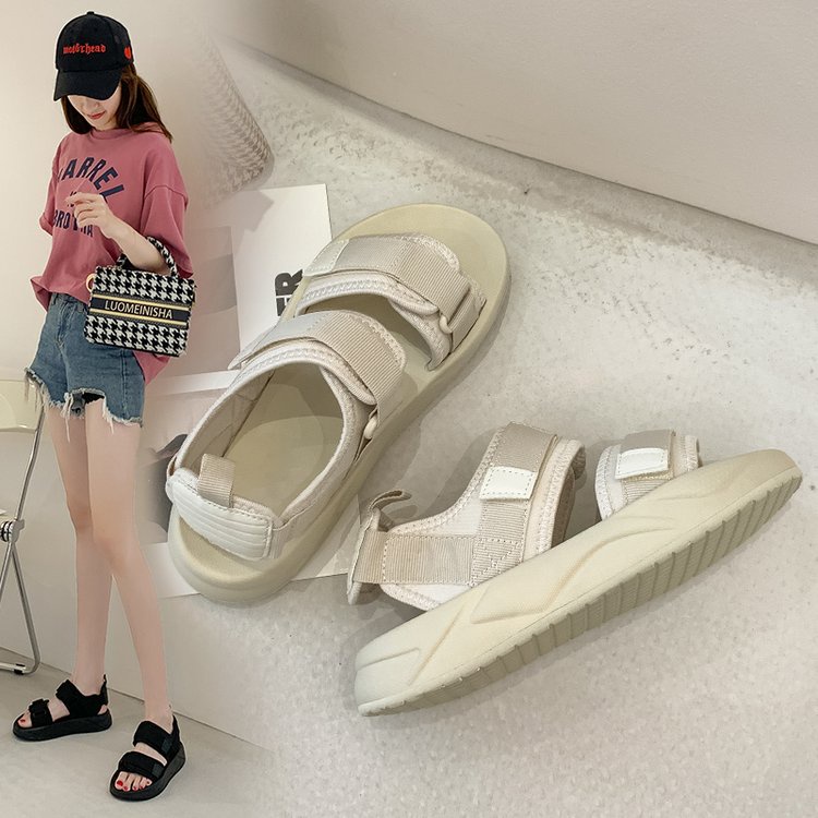 Ulzzang Round Head Comfortable Velcro Sandals Sport Sandals