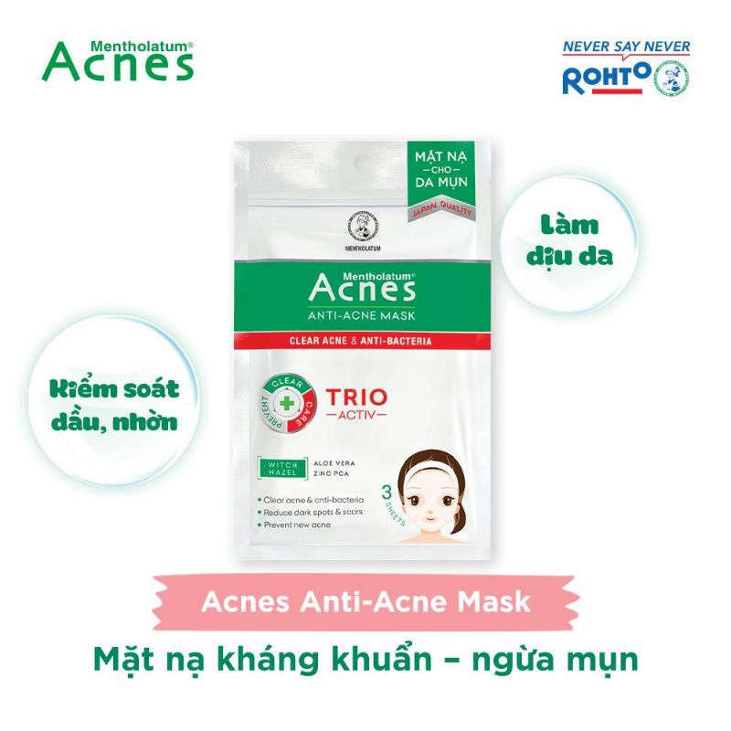 [thanh lý HSD 10/2023] Mặt nạ Acnes dành cho da dầu và mụn (3 Miếng/Gói)