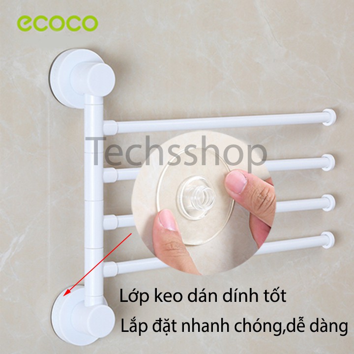 Giá Treo Khăn Tắm Dán Tường Ecoco E1610 Có 4 Móc Thanh Xoay 180 Độ