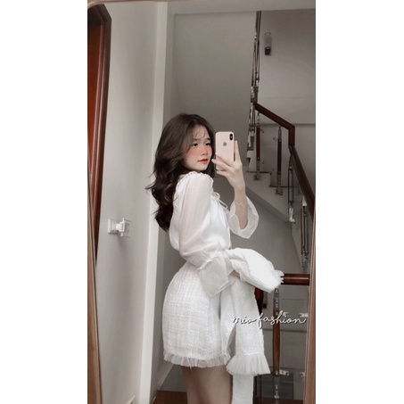 sét dạ phối bèo tiểu thư sang chảnh ( ảnh thật shop chụp) | BigBuy360 - bigbuy360.vn