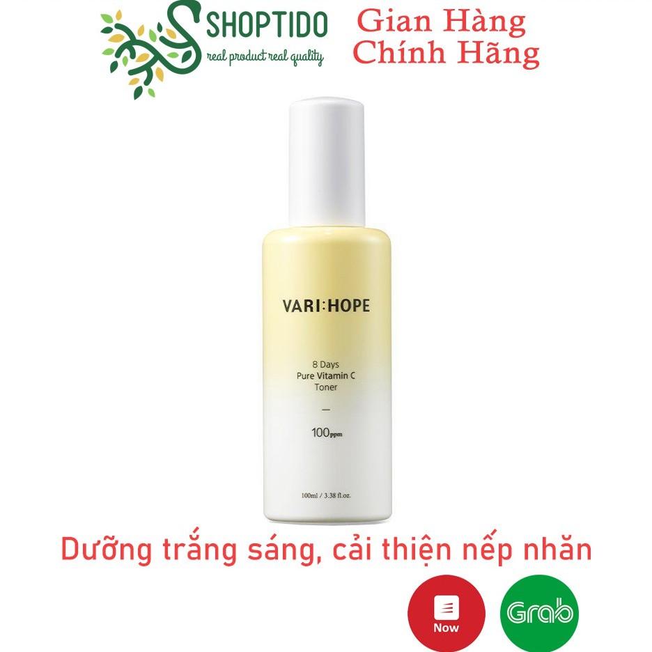 Nước Hoa Hồng Vari Hope 8 Days Pure Vitamin C Toner 100ml  dưỡng trắng, cải thiện nếp nhăn NPP Shoptido