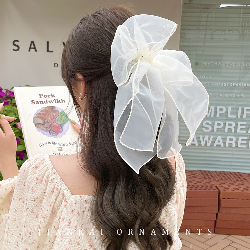 Kẹp Tóc Hình Nơ Cỡ Lớn Màu Đen Thời Trang Xinh Xắn Cho Nữ