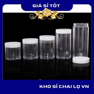 Hủ đựng kem ❤ hủ nhựa pet trong nắp trắng 50g 100g 200g 250g đựng kem, chiết mỹ phẩm , phụ kiện du lịch
