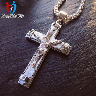 Vòng Cô Thánh Giá Titan Thời Trang, Dây Chuyền Công Giáo Cao Cấp 3 Màu ( Trắng-Vàng-Đen )