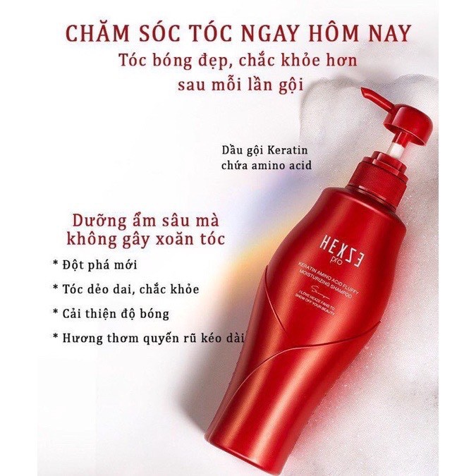 Cặp dầu gội suôn mềm tóc Hexze giúp tóc suôn tự nhiên