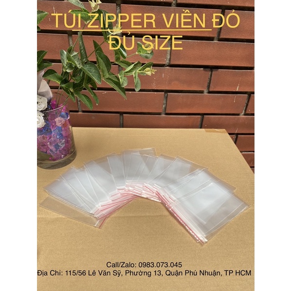 Túi zip viền chỉ đỏ, túi zip đựng thuốc, linh kiện điện tử, phụ kiện thời trang{ BỀN BỈ & CHẮC CHẮN}.[1kg]