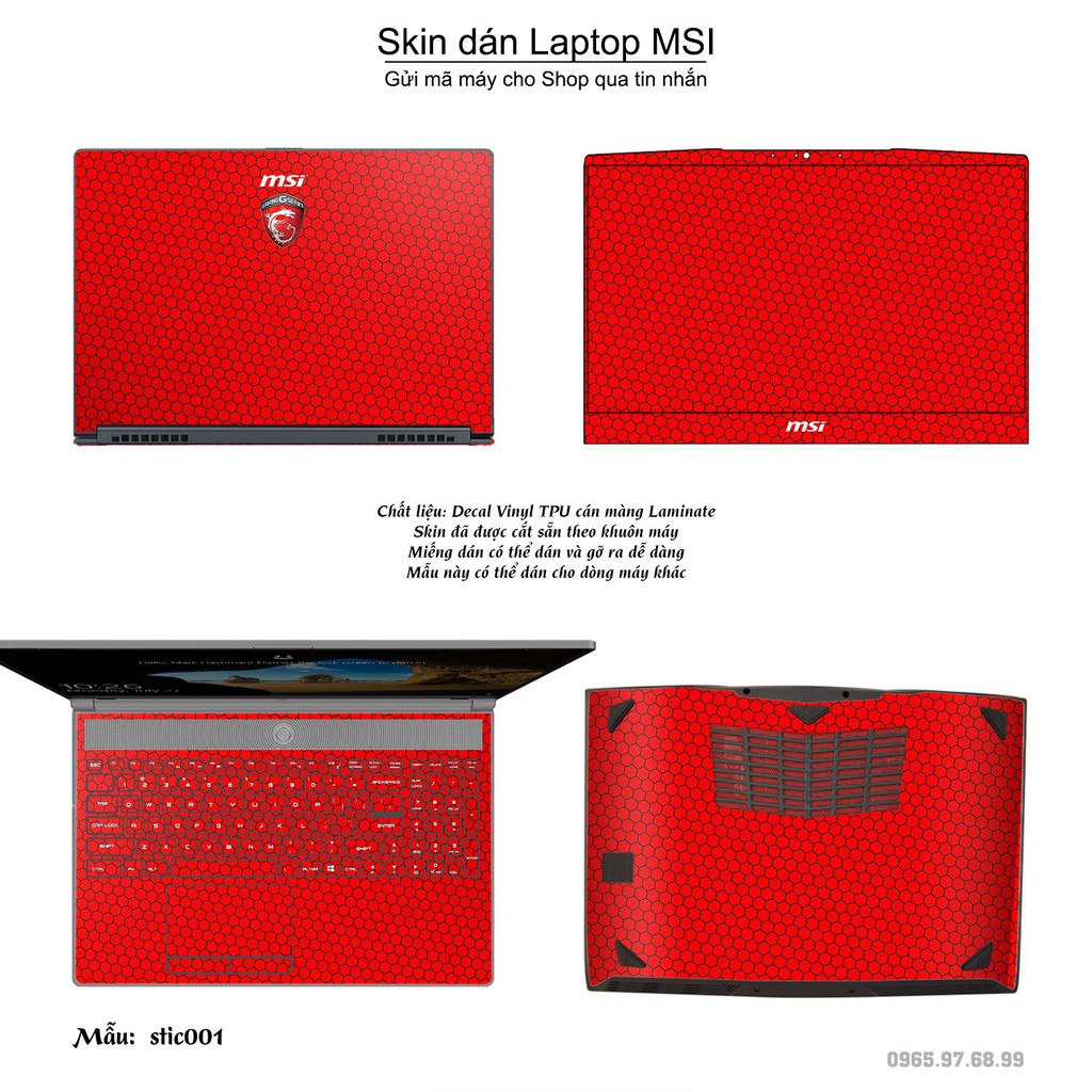 Skin dán Laptop MSI in hình Hoa văn sticker (inbox mã máy cho Shop)