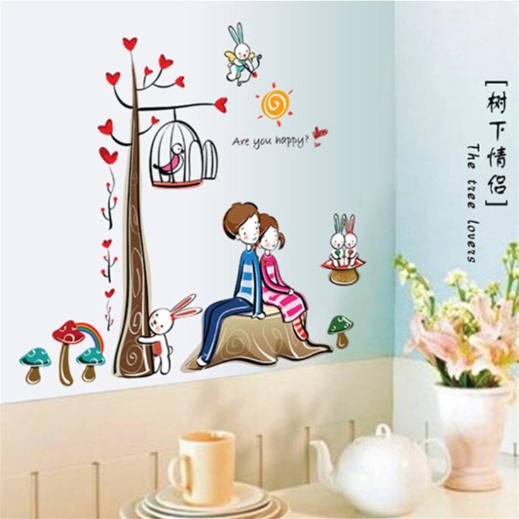 Decal dán tường tình yêu lãng mạn Are you happy? AY924