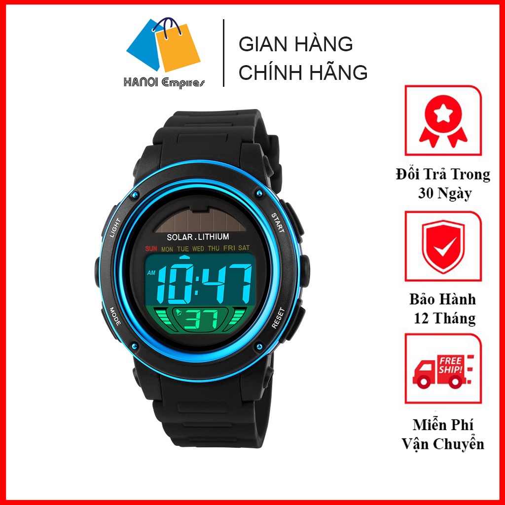 Đồng Hồ Thể Thao Nam SKMEI Pin Năng Lượng Mặt Trời Đeo Tay Báo Thức Hiển Thị Kép Cơ Kỹ Thuật Số, Chống Nước