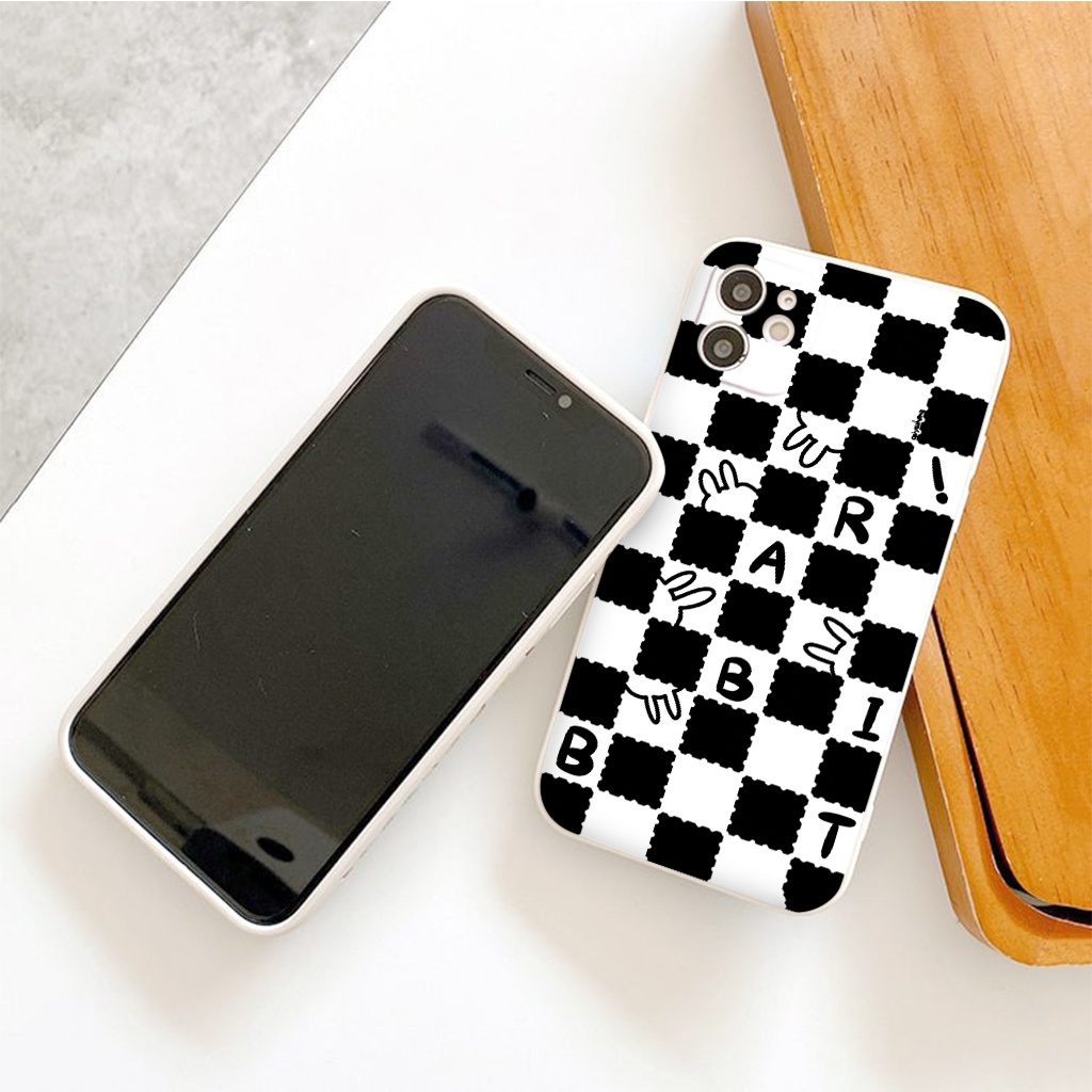 [SIÊU HOT] Ốp điện thoại iphone họa tiết caro trắng đen ốp iphone cạnh vuông cho 11 12 13 Pro Max 7 8 Plus X XS XR XSMAX