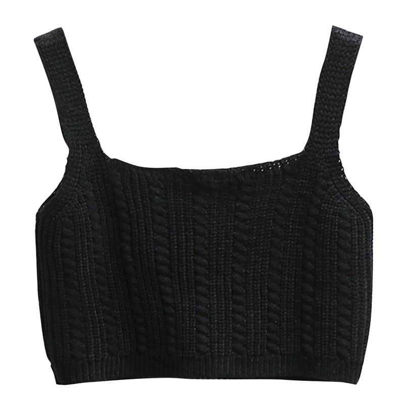 Áo Croptop Dệt Kim Cổ Vuông Thời Trang Đường Phố Cá Tính Cho Nữ