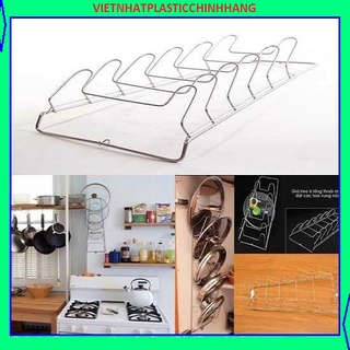 Kệ treo tường trạn úp nắp xoong nồi 6 tầng bằng inox giá treo úp vung xoong nồi - kệ úp vung