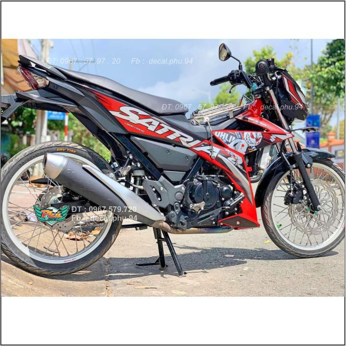 Tem Rời Satria Đỏ Trắng đen Thỏ Ohlins (V)