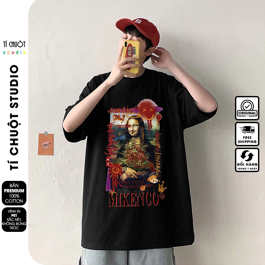 Áo thun Mikenco Monalisa nam nữ in hình 5D, áo phông unisex mikenco tay lỡ - Tí Chuột Studio