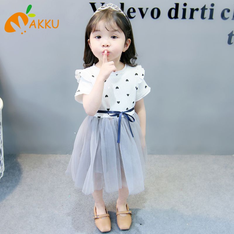 Đầm Công Chúa Dệt Kim Phối Lưới Cho Bé Gái