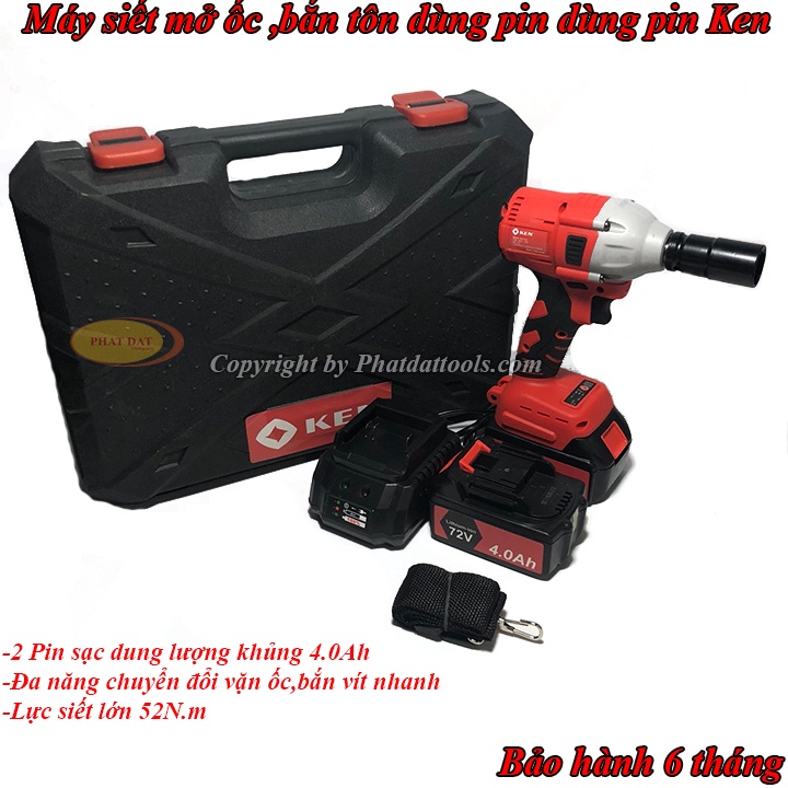 Máy siết mở bulong-máy bắn ốc bulong pin Ken-Động cơ từ không chổi than-Bảo hành 6 tháng