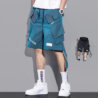 Quần Short Nhiều Túi Màu Laser Phản Quang Phong Cách Hip Hop Mới Cho Nam