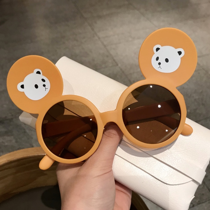 (KIQI-FASHION) COD Kính Mát Uv400 Chống Tia UV Hình Tai Gấu Dễ Thương Dành Cho Bé