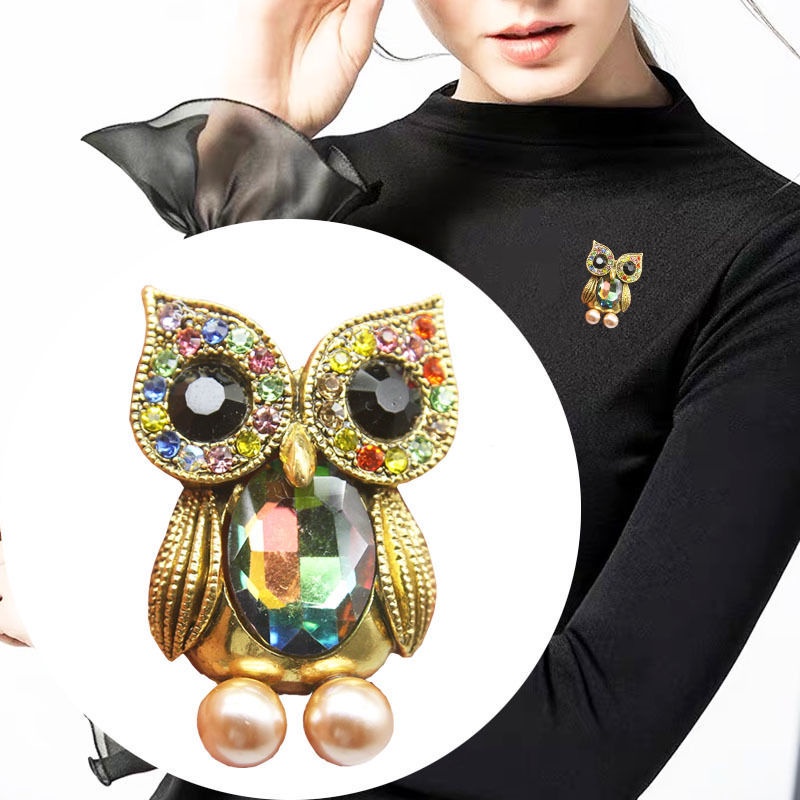 Ghim CàI ÁO HìNh Chú Cú MèO ĐíNh Kim Cương Giả ThờI Trang Cho Nữ