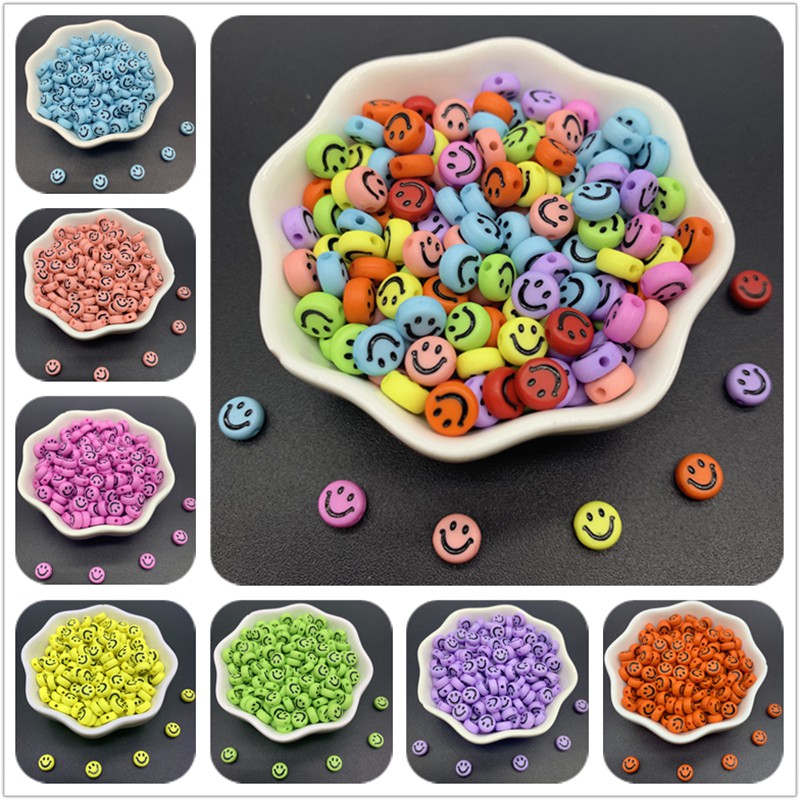 Bộ 100 Hạt Nhựa Hình Oval 4x7mm Làm Trang Sức DIY Charms