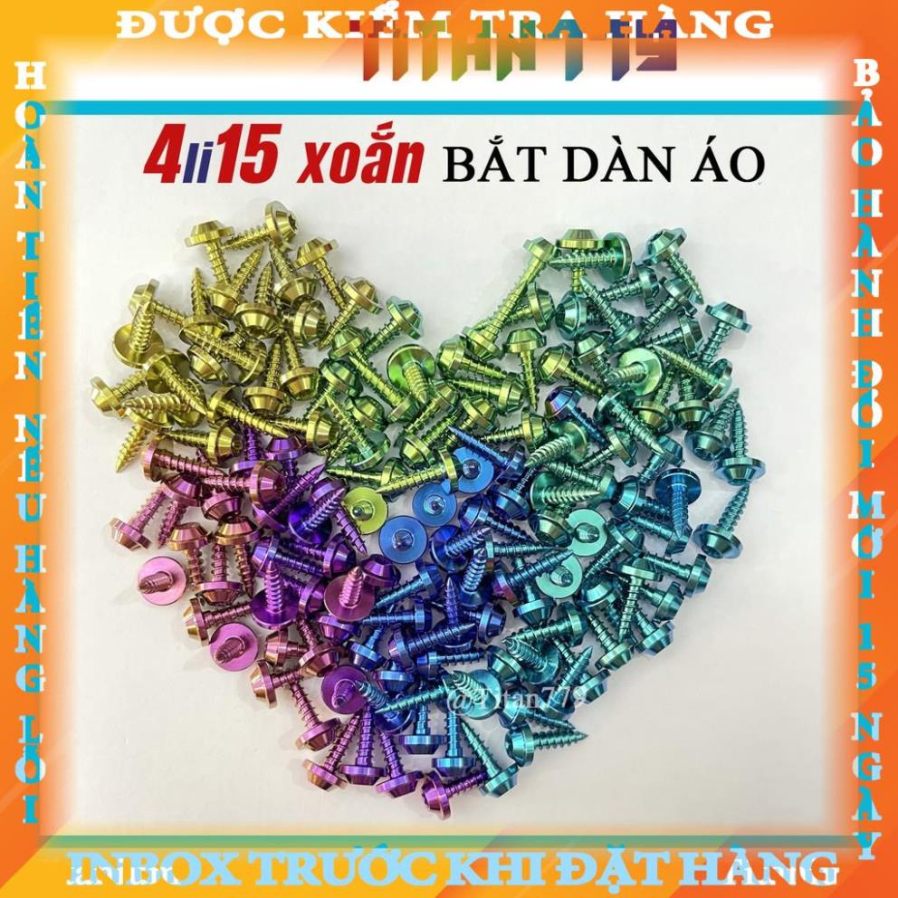 Ốc Titan Gr5 XỊN 4li15 4li ren xoắn gắn dàn áo các dòng xe tay ga Air Blade AB Vario Click Sh Vision Lead truongthi