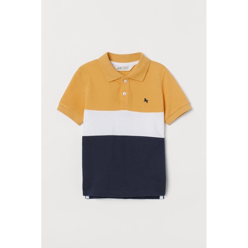 Áo phông polo bé trai mẫu mới năm nay kẻ vàng sáng đẹp săn sale US sz 8-10y