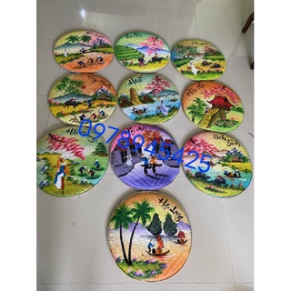 Combo 10 tranh mẹt tre vẽ hoa văn đẹp